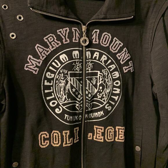 Vintage Y2K Womens Marymount College Bling Jacket Size M Full Zip Fleece Rivets - Picture 3 of 9